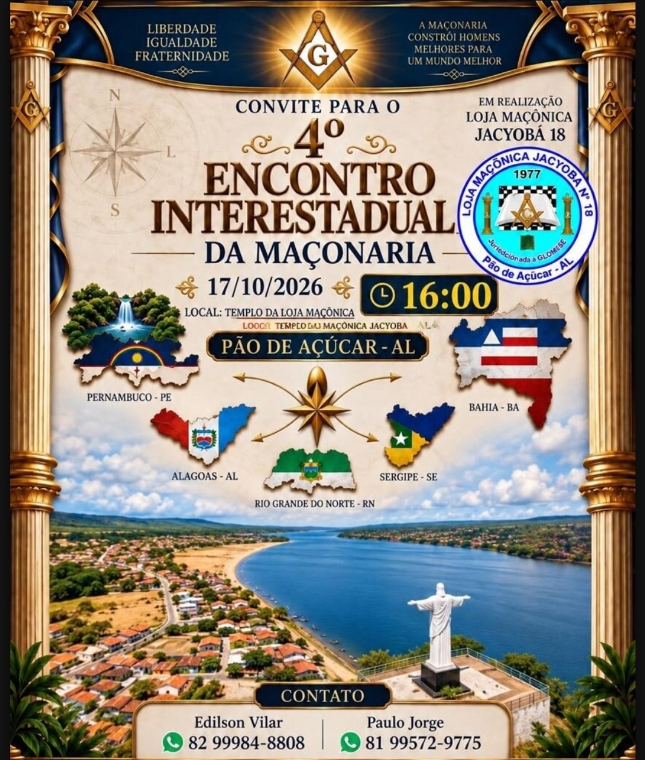 Convite do 4º Encontro Interestadual da Maçonaria